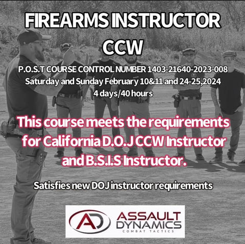 Firearms Instructor CCW Feb 10-11 and 24-25